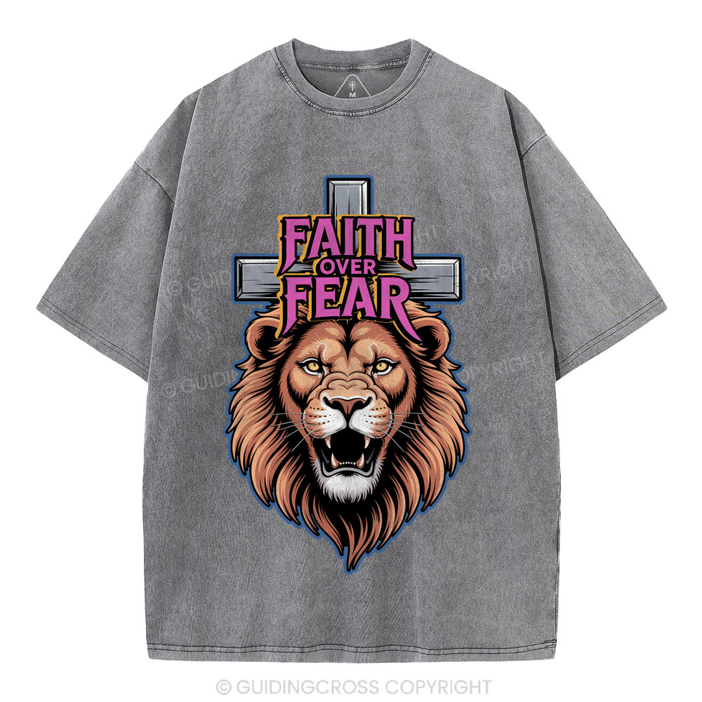 Faith Over Fear Christia n Washed T-Shirt