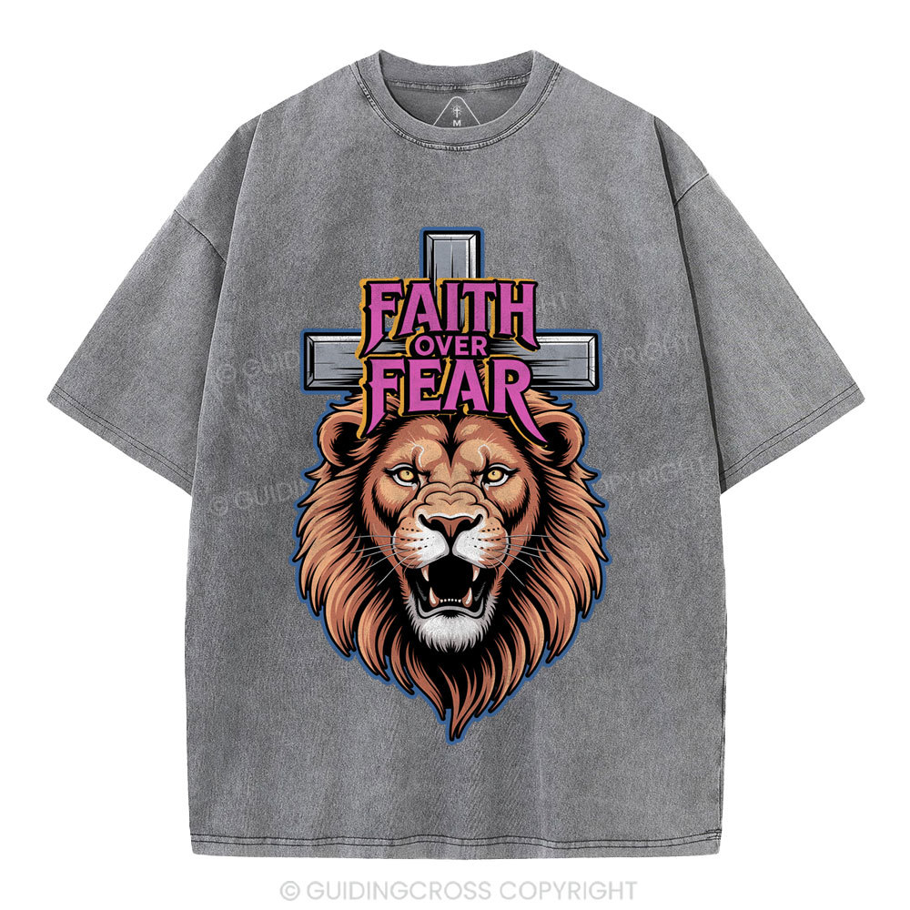 Faith Over Fear Christia n Washed T-Shirt