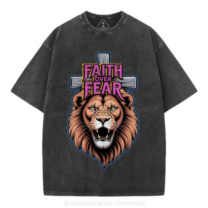 Faith Over Fear Christia n Washed T-Shirt
