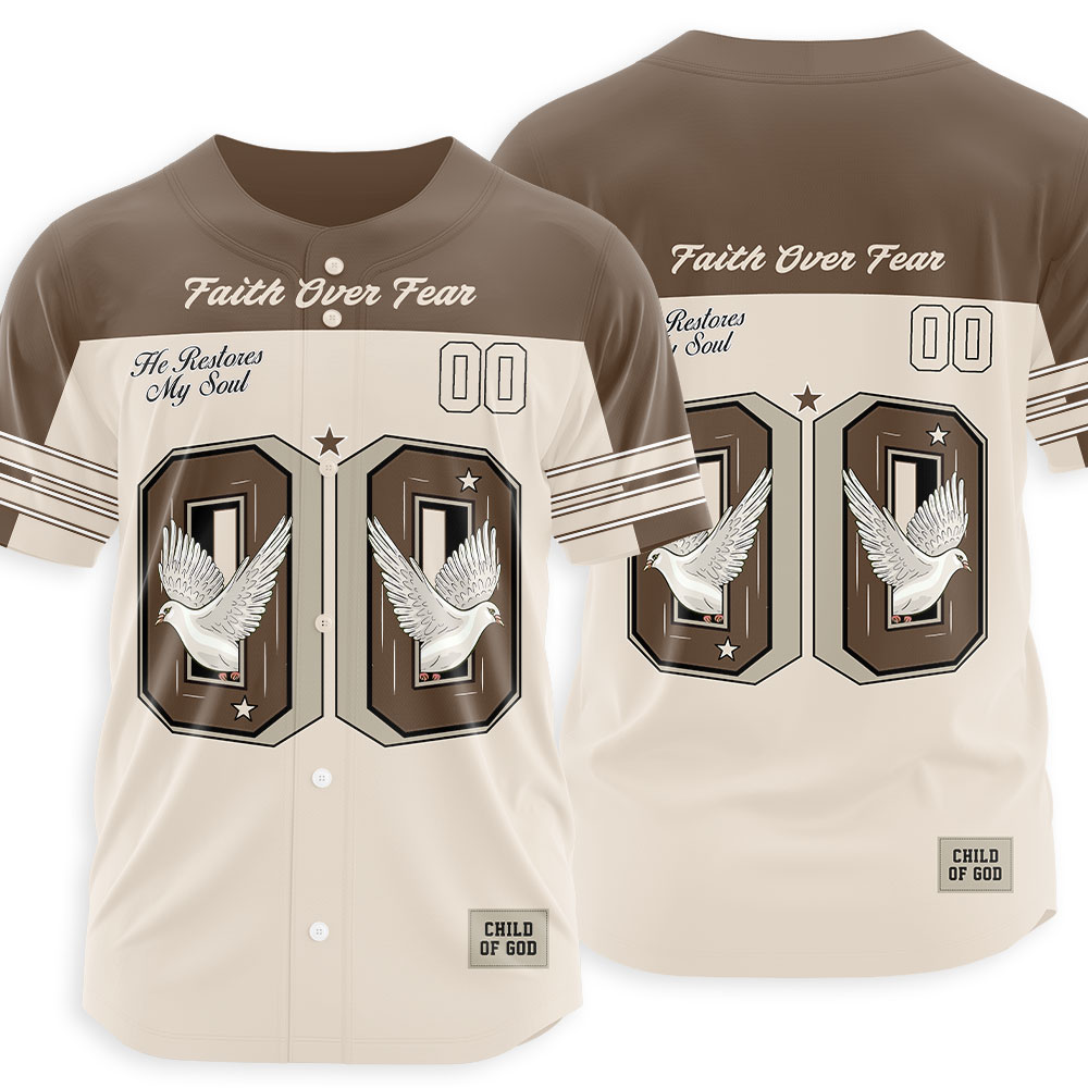 Faith Over Fear Christian Baseball Jersey