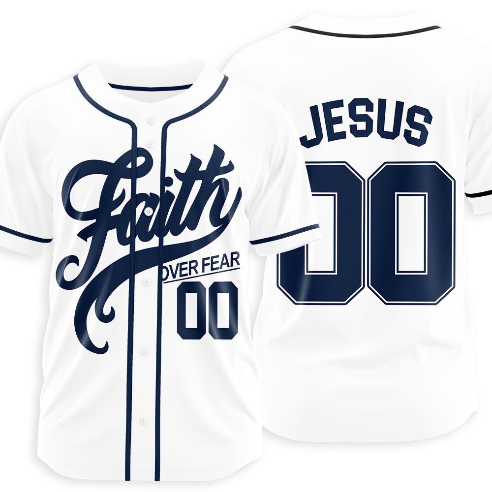 Faith Over Fear Christian Baseball Jersey