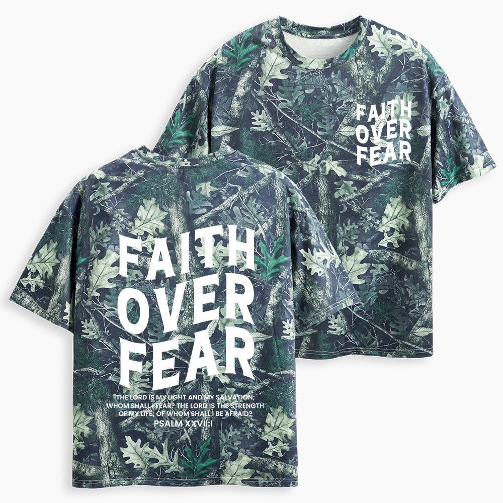 Faith Over Fear Christian Camo T-Shirt