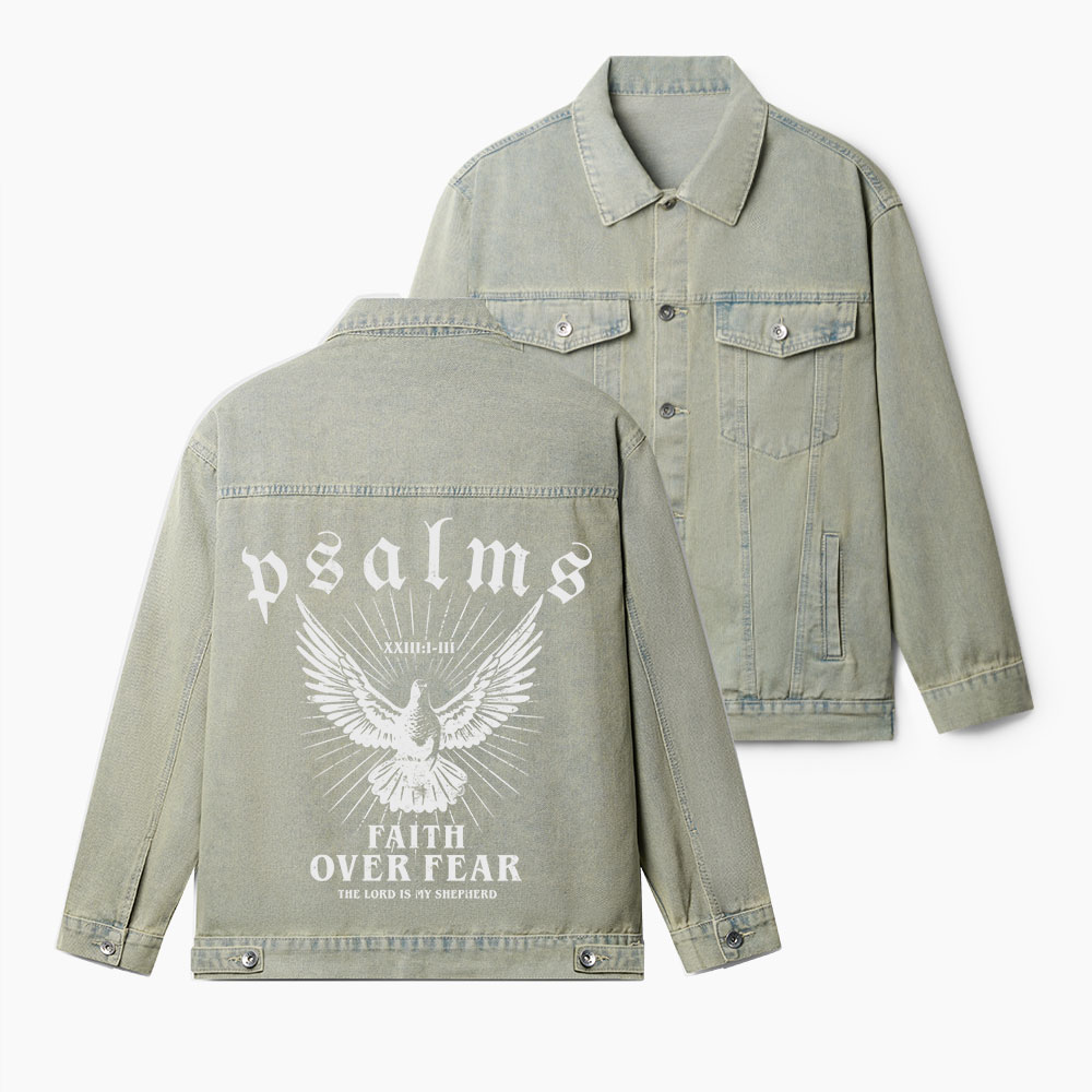 Faith Over Fear Christian Denim Jacket
