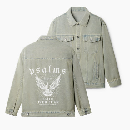 Faith Over Fear Christian Denim Jacket