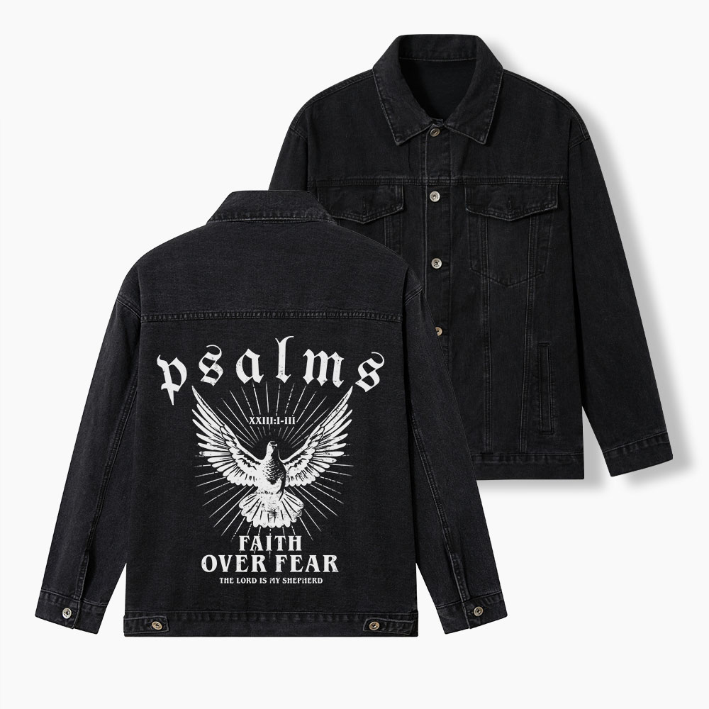 Faith Over Fear Christian Denim Jacket