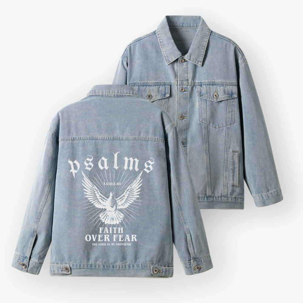 Faith Over Fear Christian Denim Jacket