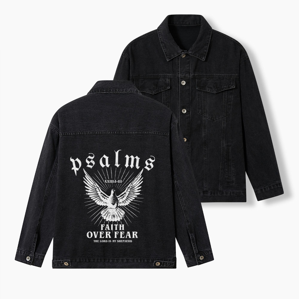 Faith Over Fear Christian Denim Jacket