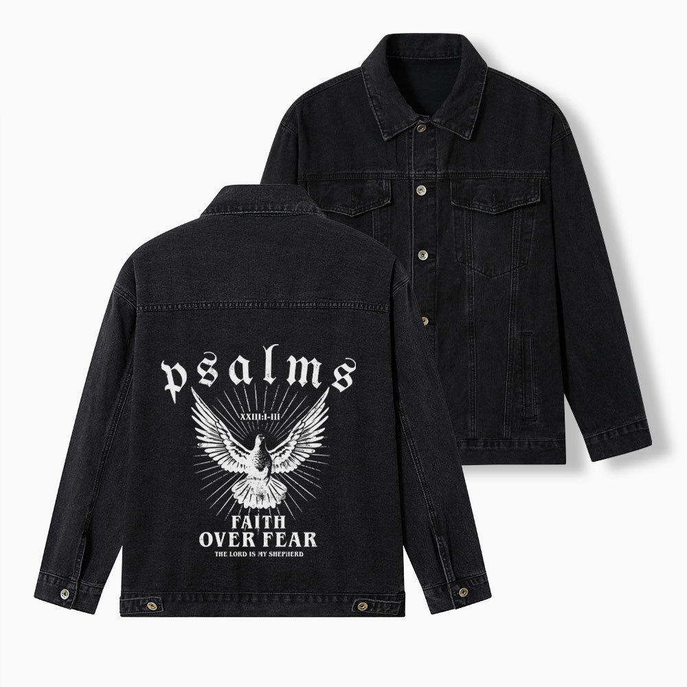 Faith Over Fear Christian Denim Jacket