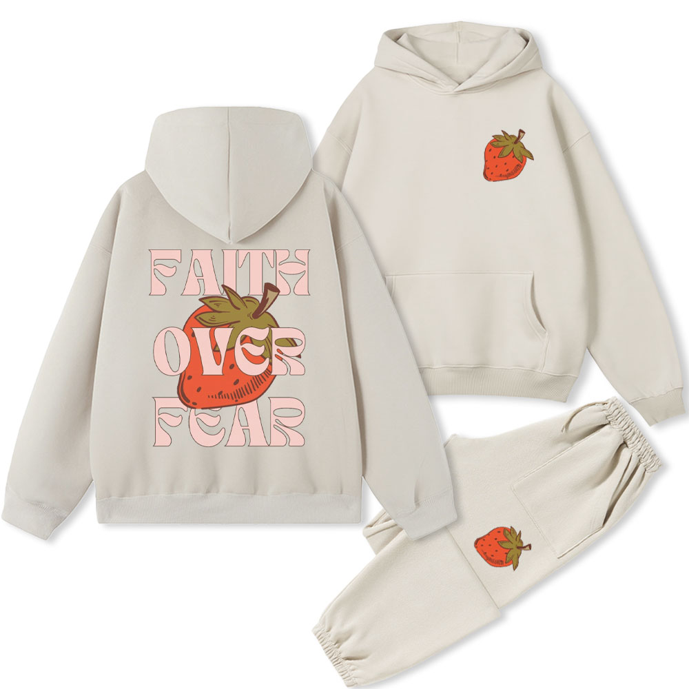 Faith Over Fear Christian Fleece Hoodie Set