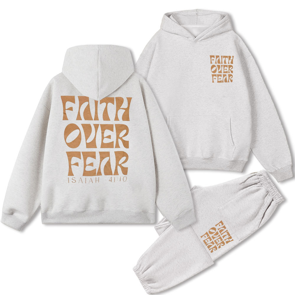 Faith Over Fear Christian Fleece Hoodie Set