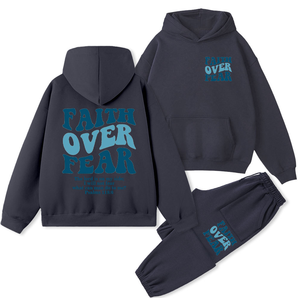 Faith Over Fear Christian Fleece Hoodie Set