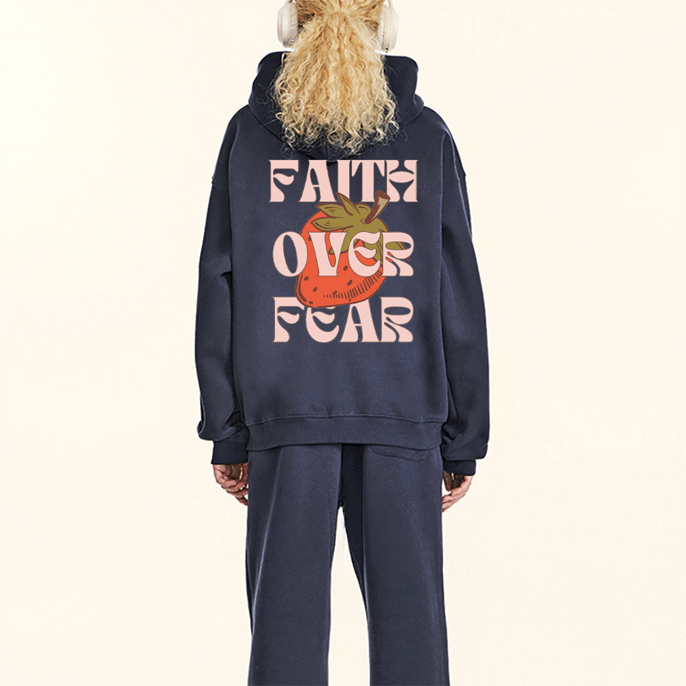 Faith Over Fear Christian Fleece Hoodie Set