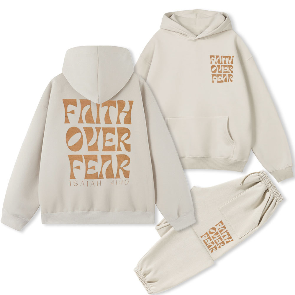 Faith Over Fear Christian Fleece Hoodie Set