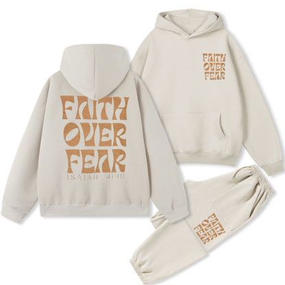 Faith Over Fear Christian Fleece Hoodie Set