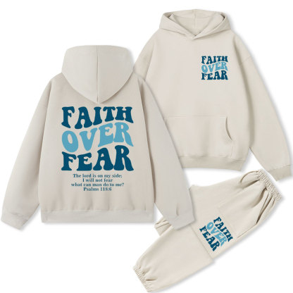 Faith Over Fear Christian Fleece Hoodie Set