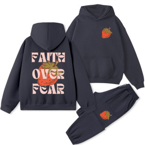 Image of Faith Over Fear Christian Fleece Hoodie Set