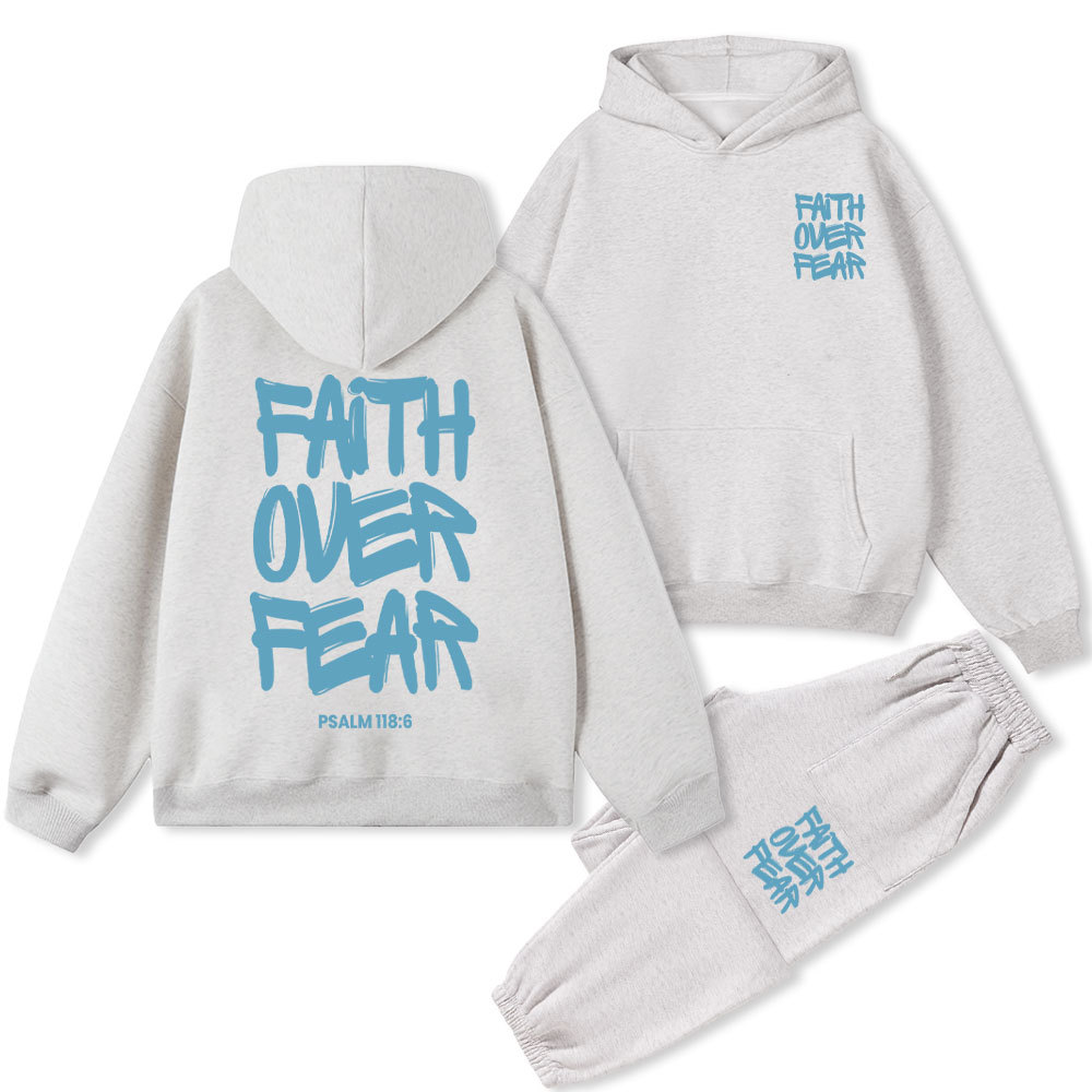 Faith Over Fear Christian Fleece Hoodie Set Sale - GuidingCross