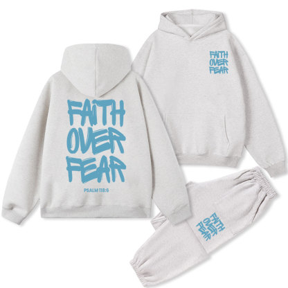 Faith Over Fear Christian Fleece Hoodie Set