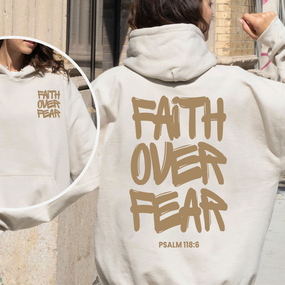 Faith Over Fear Christian Fleece Hoodie Set