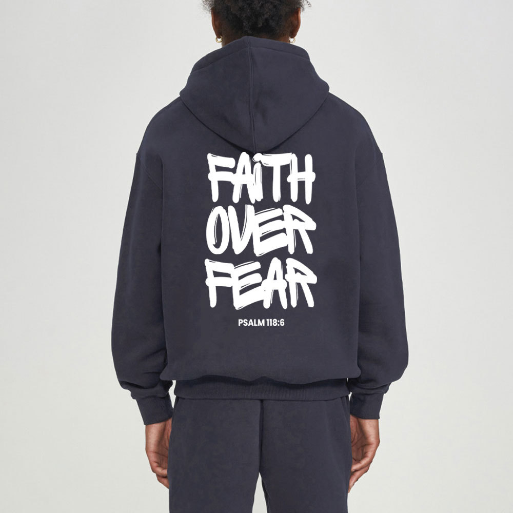 Faith Over Fear Christian Fleece Hoodie Set