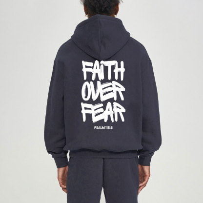 Faith Over Fear Christian Fleece Hoodie Set
