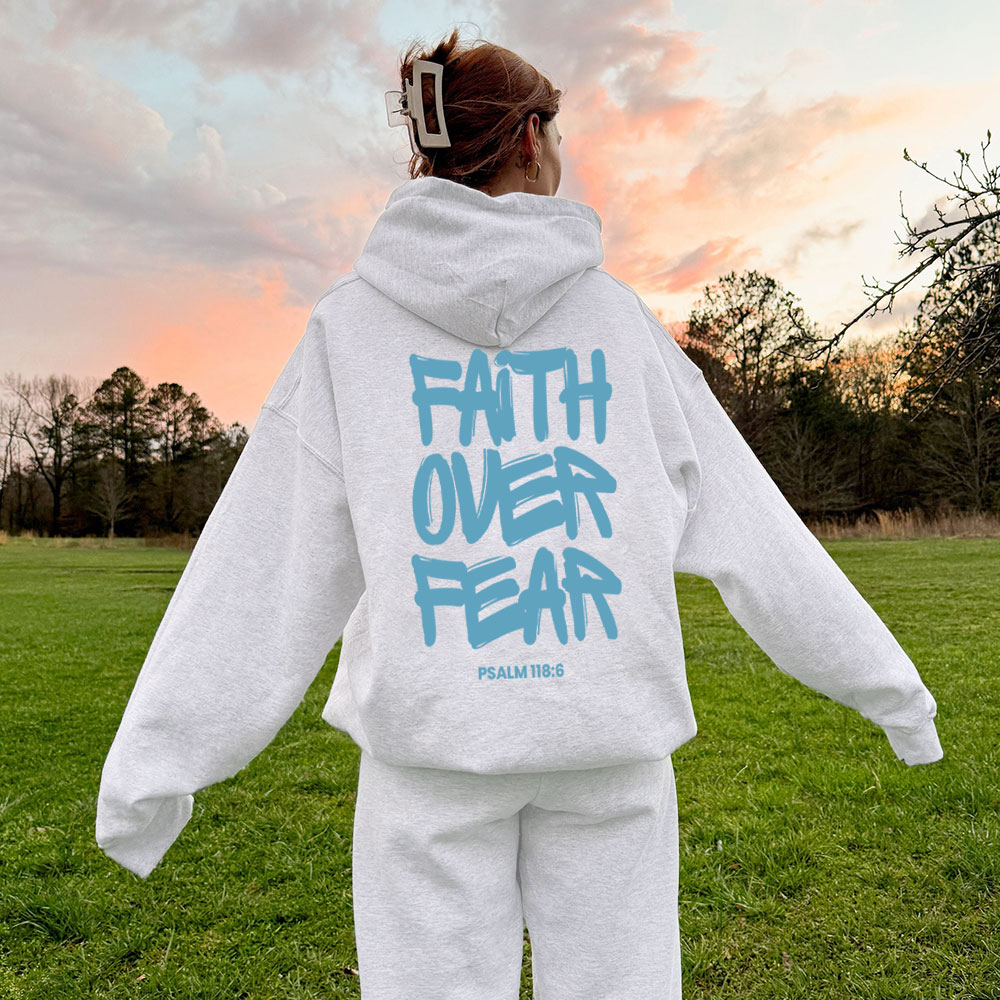 Faith Over Fear Christian Fleece Hoodie Set