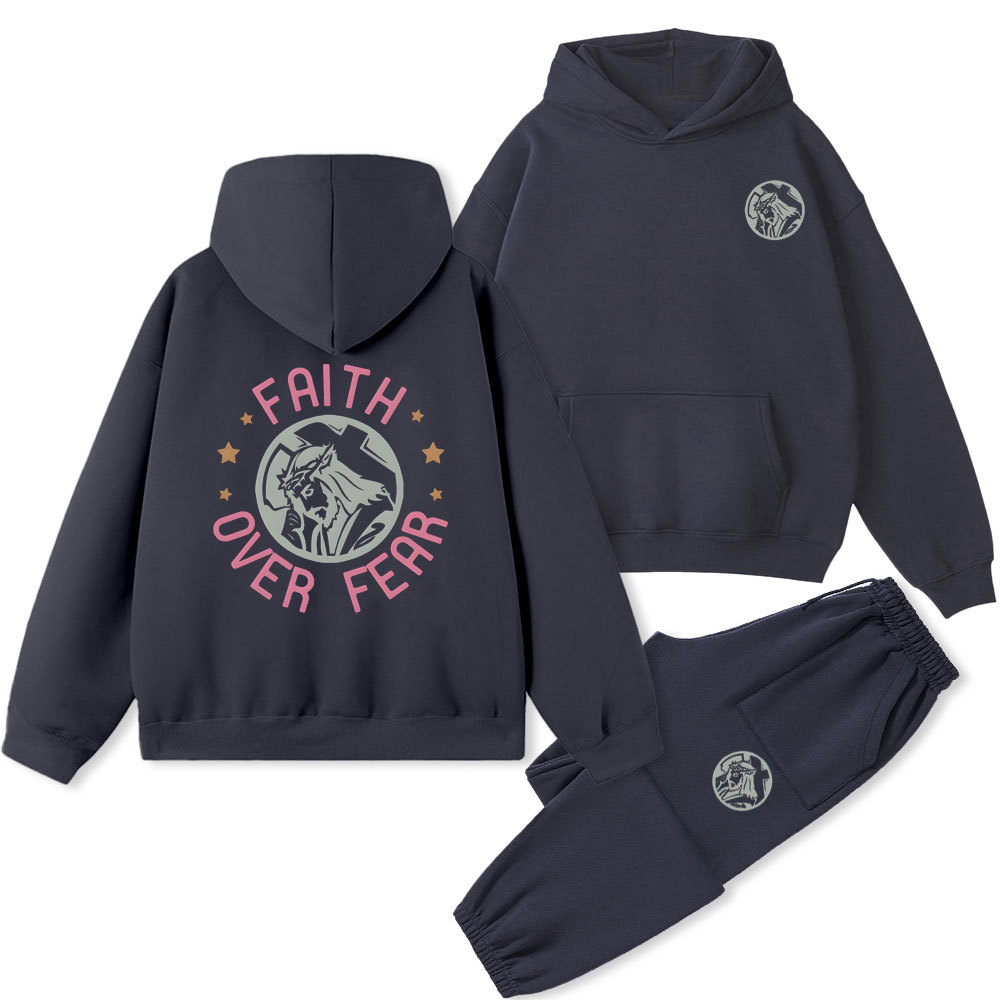 Faith Over Fear Christian Fleece Hoodie Set