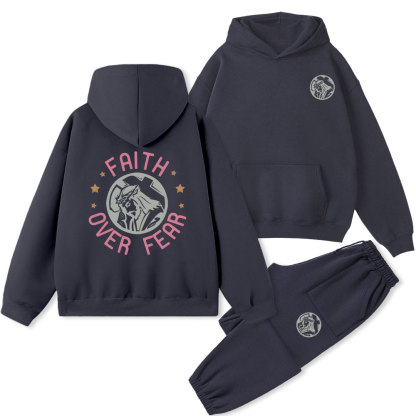 Faith Over Fear Christian Fleece Hoodie Set