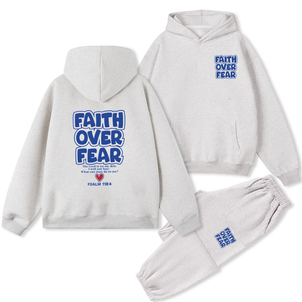 Faith Over Fear Christian Fleece Hoodie Set