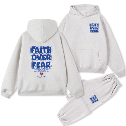 Faith Over Fear Christian Fleece Hoodie Set