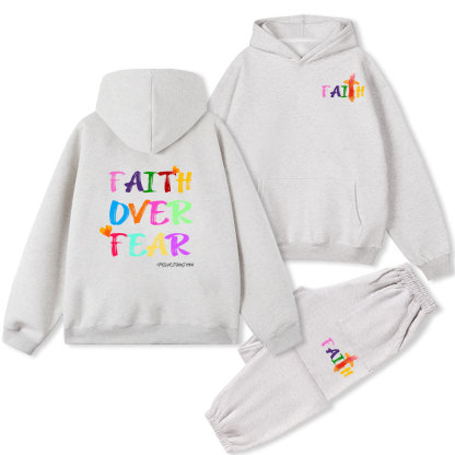 Faith Over Fear Christian Fleece Hoodie Set