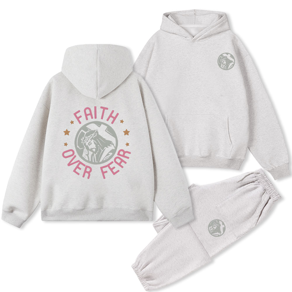 Faith Over Fear Christian Fleece Hoodie Set