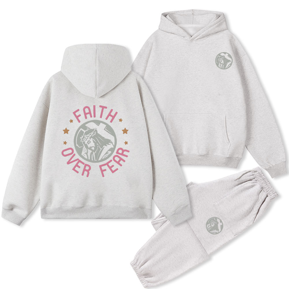 Faith Over Fear Christian Fleece Hoodie Set