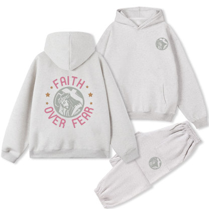 Faith Over Fear Christian Fleece Hoodie Set