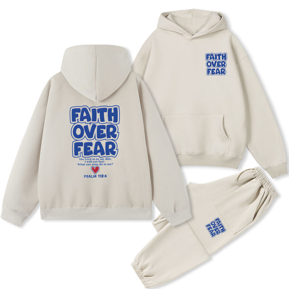 Faith Over Fear Christian Fleece Hoodie Set