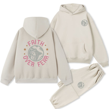 Faith Over Fear Christian Fleece Hoodie Set