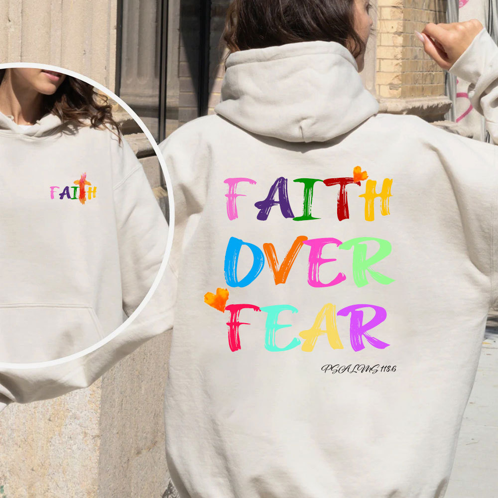 Faith Over Fear Christian Fleece Hoodie Set