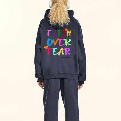 Faith Over Fear Christian Fleece Hoodie Set