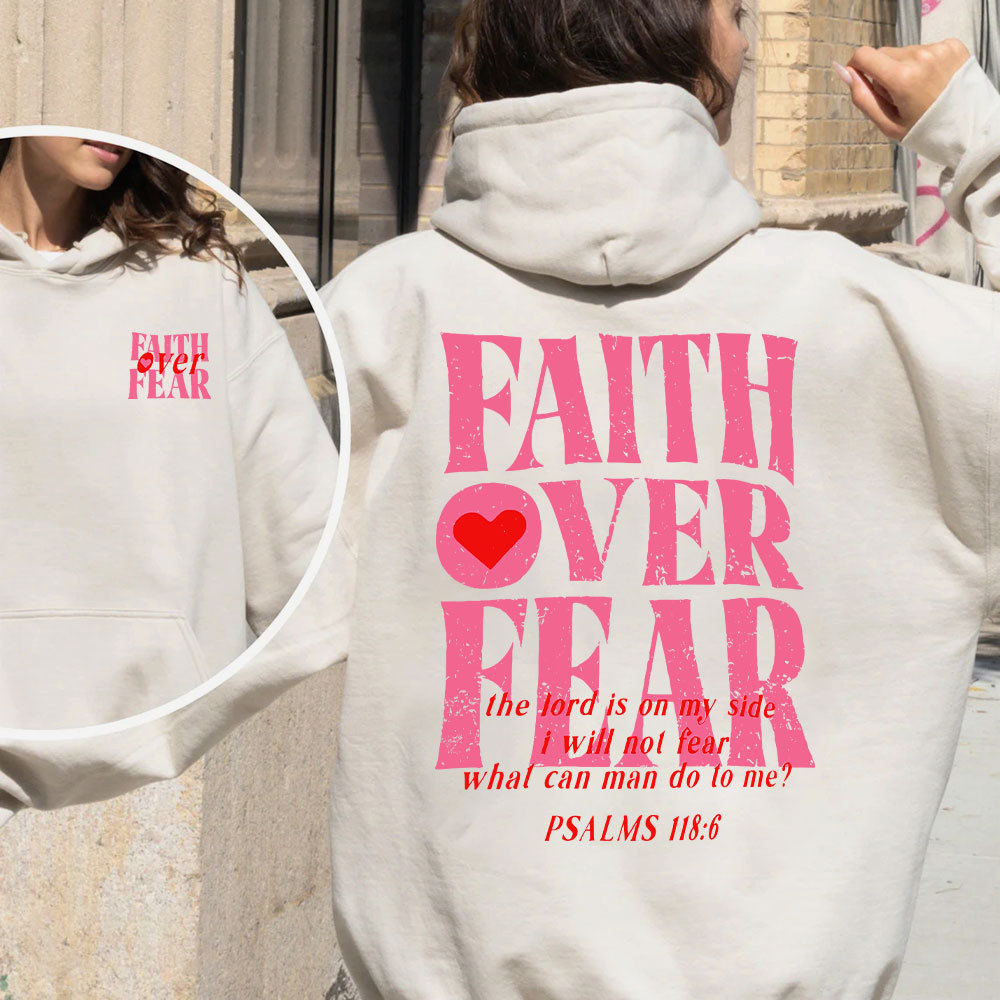 Faith Over Fear Christian Fleece Hoodie Set