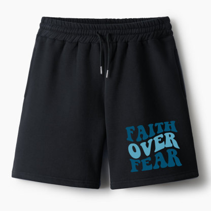 Faith Over Fear Christian Fleece Shorts