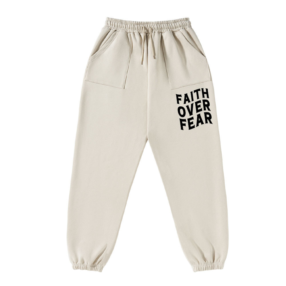 Faith Over Fear Christian Fleece Sweatpants Sale - GuidingCross