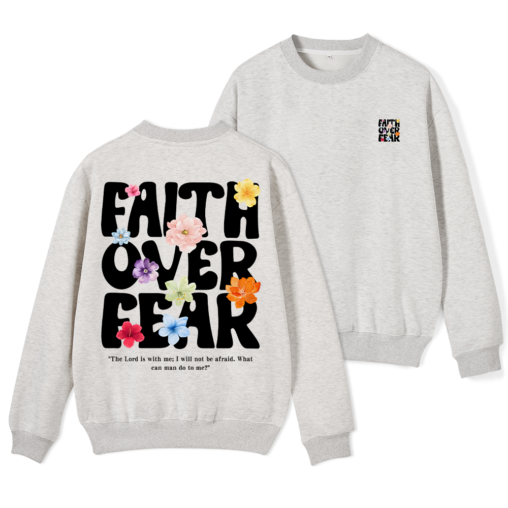 Faith Over Fear Christian Fleece Sweatshirt Sale - GuidingCross
