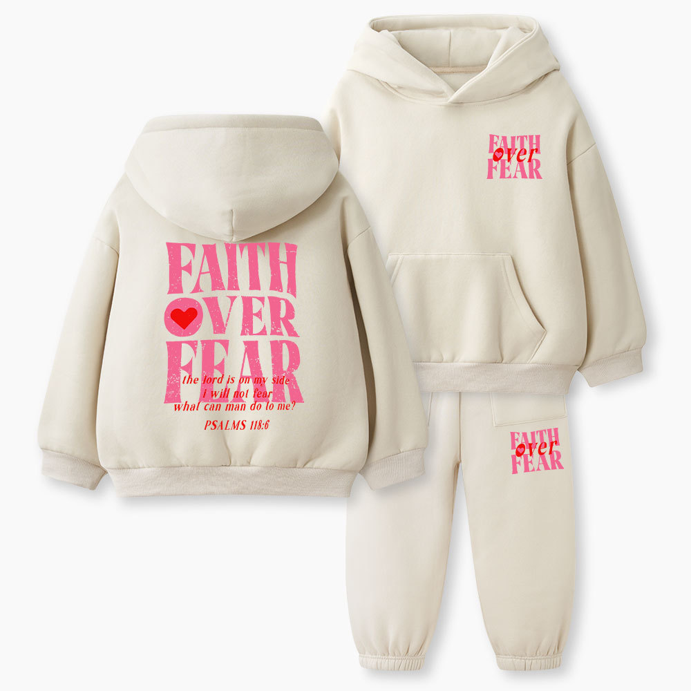 Faith Over Fear Christian Kid Fleece Hoodie Set