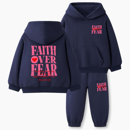 Faith Over Fear Christian Kid Fleece Hoodie Set