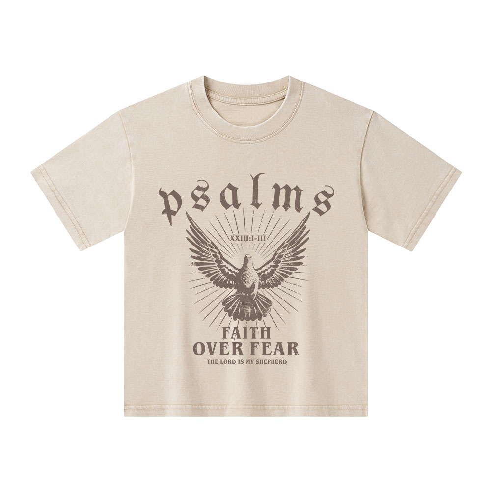 Faith Over Fear Christian Kid Washed T-Shirt
