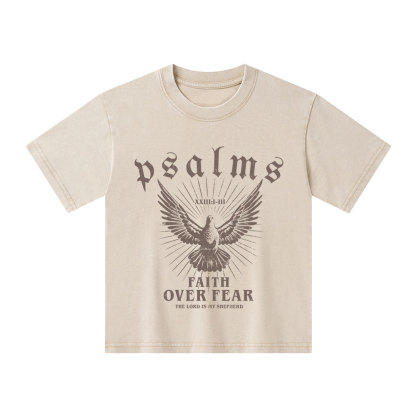 Faith Over Fear Christian Kid Washed T-Shirt