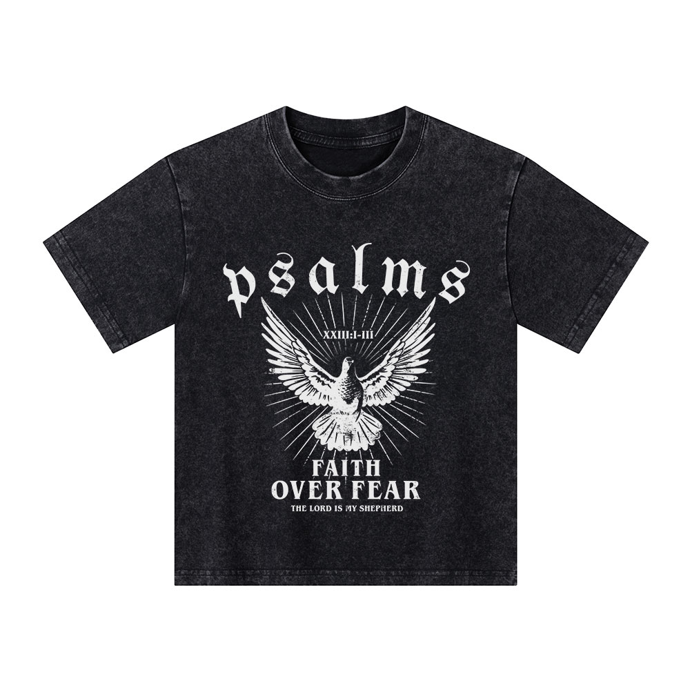 Faith Over Fear Christian Kid Washed T-Shirt