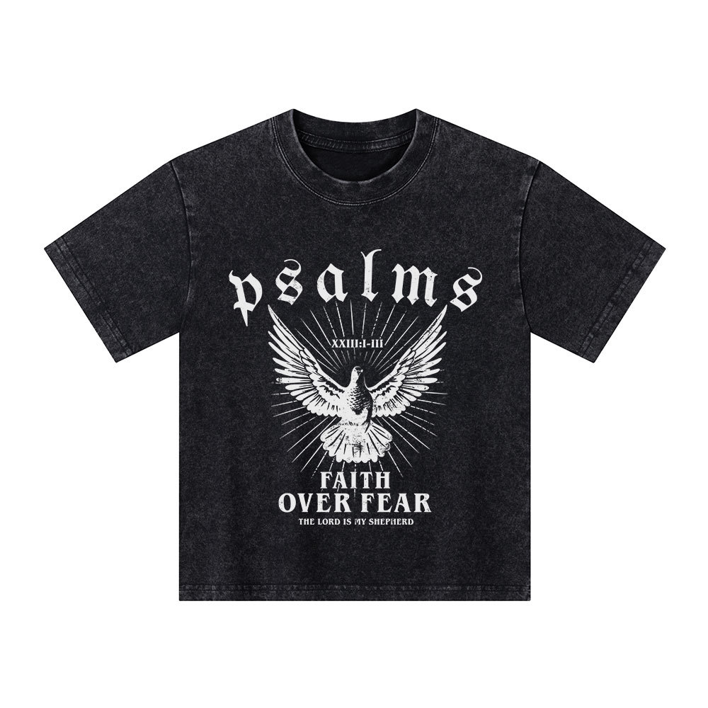 Faith Over Fear Christian Kid Washed T-Shirt