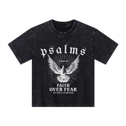 Faith Over Fear Christian Kid Washed T-Shirt