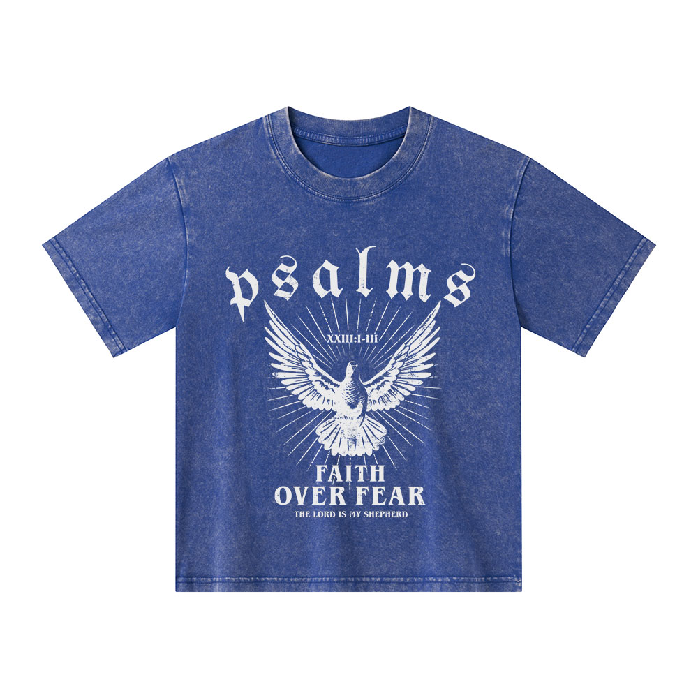 Faith Over Fear Christian Kid Washed T-Shirt
